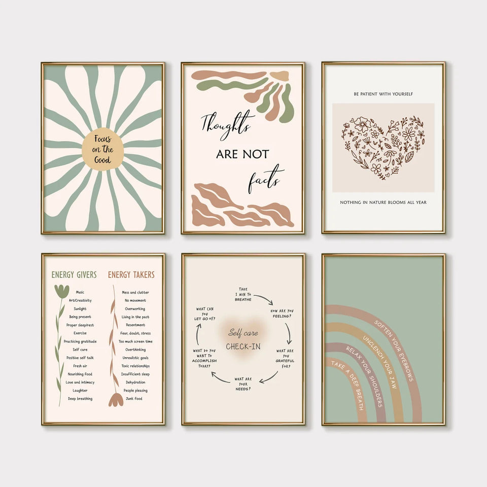 25 Mental Health Posters: Psychology Wall Art Prints, Therapy Office Decor, Counselor Office, Printable Quotes