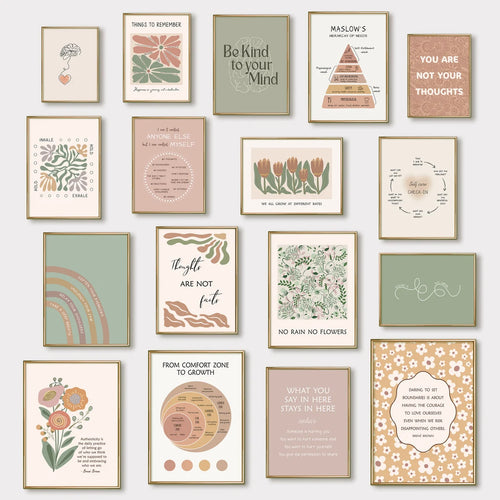 25 Mental Health Posters: Psychology Wall Art Prints, Therapy Office Decor, Counselor Office, Printable Quotes