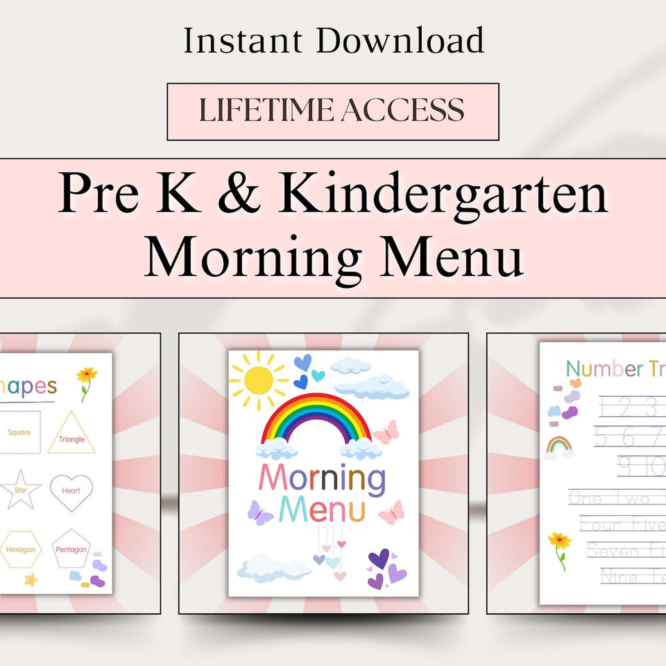 Montessori Morning Menu for Pre-K & Kindergarten – Fun & Ready-to-Use Homeschool Printables with Letter Tracing Worksheets