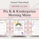 Montessori Morning Menu for Pre-K & Kindergarten – Fun & Ready-to-Use Homeschool Printables with Letter Tracing Worksheets