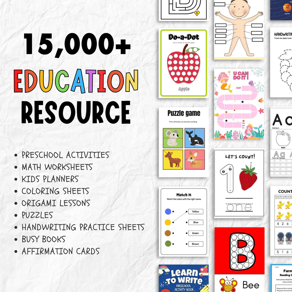 Kids Learning & Classroom Activities Bundle: 15000+ Worksheets for Teachers & Parents | PLR, MRR, DFY Rights
