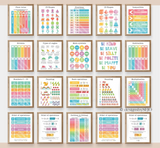 Set of 101 Colorful Educational Posters for Homeschool and Classroom Learning – Learning Posters for Alphabet and More