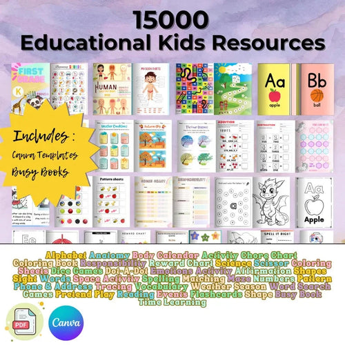 15000 Educational Kids Resources Bundle | Children's Learning Bundle | Educational Resources for Kids | Printable Kids Worksheets